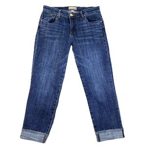 Kut From The Kloth Amy Crop Jeans Womens 6 Straight‎ Leg Stretch Denim Roll Cuff